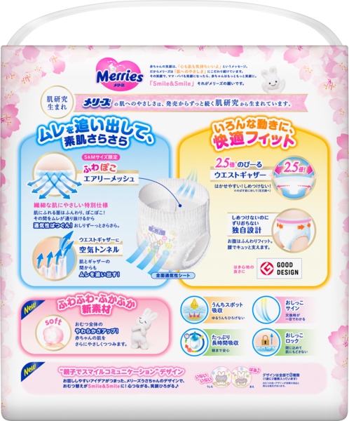 Подгузники-трусики Merries Sakura M (6-11 кг), 74 шт. - Pampik - 3