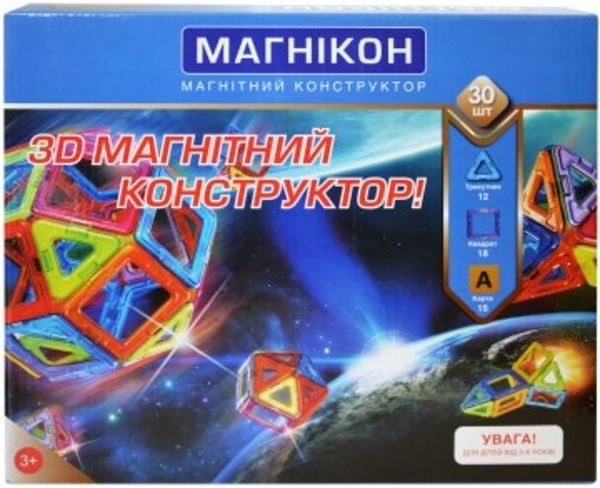 3D магнитный конструктор, 30 деталей Магникон - Pampik - 2