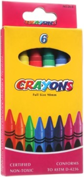 Мелки восковые "Crayons", 6 цветов Shantou - Pampik