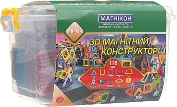 3D магнитный конструктор, 118 деталей Магникон - Pampik