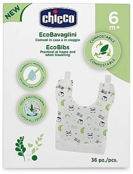 Набор одноразовых слюнявчиков "Eco Bibs", 36 шт. Chicco - Pampik