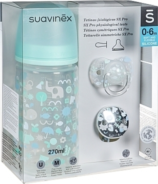 Набор для кормления "Memories: Истории малышей" 0-6 мес, 3 предмета, голубой Suavinex - Pampik