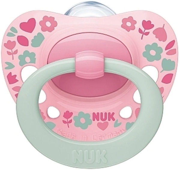 Пустышка Signature, силикон р.2, розовые цветочки NUK - Pampik