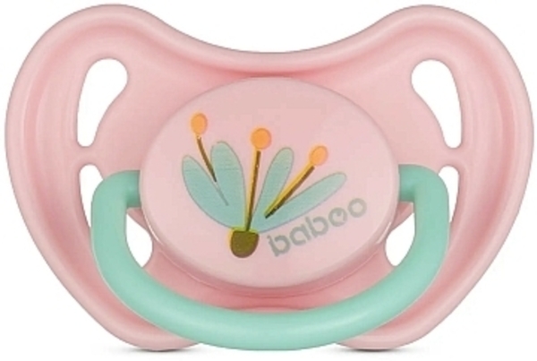 Пустышка латексная Baboo Flora, 6+ месяцев, розовый (90419) - Pampik