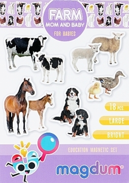 Набір реалістичних магнітів Magdum Ферма. Мами та малюки, 18 шт (ML4031-08 EN) - Pampik