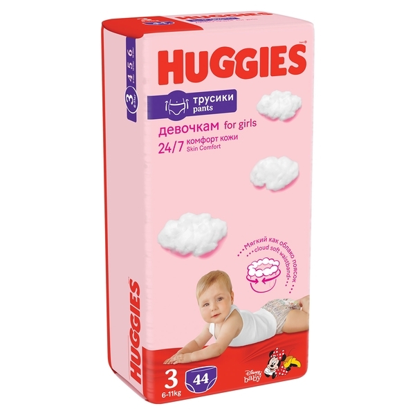 Трусики-підгузки Huggies Pants 3 (6-11 кг) Jumbo, для дівчаток, 44 шт. - Pampik - 2