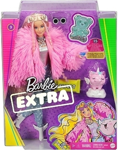 Кукла Барби Exta "Стильная модница", в розовой шубке Barbie - Pampik