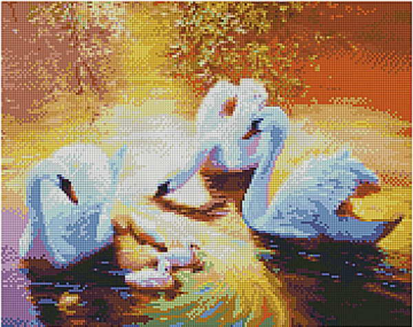 Алмазная мозаика "Лебеди на закате в пруду", 40х50 см Strateg - Pampik
