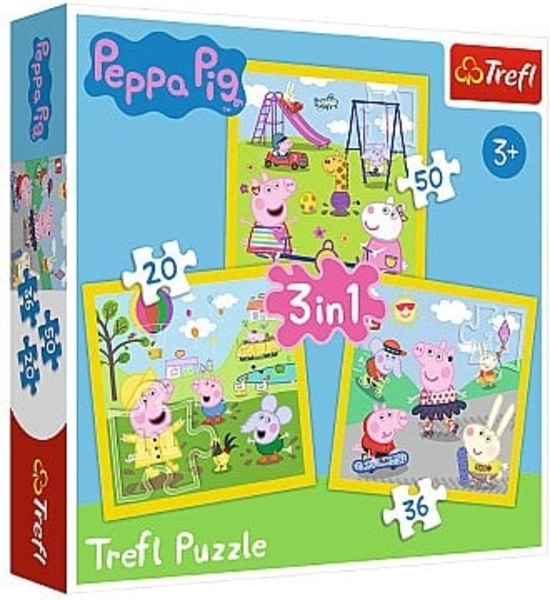 Пазл 3 в 1 "Веселый день Свинки Пеппы / Peppa Pig" Trefl - Pampik