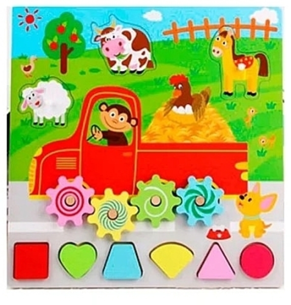 Деревянная рамка-вкладыш, шестеренки Shantou - Pampik