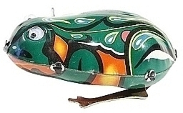 Заводная игрушка "Лягушка-попрыгушка", винтажная, коллекционная Bass&Bass - Pampik