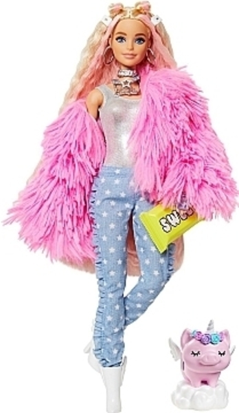 Кукла Барби Exta "Стильная модница", в розовой шубке Barbie - Pampik - 2