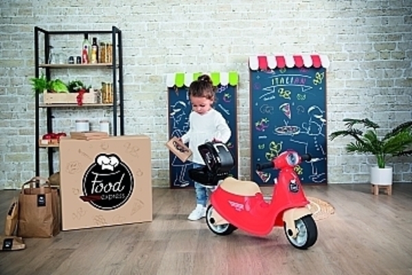 Скутер-біговел дитячий Smoby Доставка їжі, зі знімним боксом, червоний (721007) - Pampik - 3