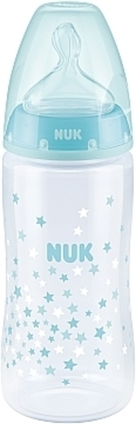 Бутылочка пластиковая First Choice 300 мл., соска из силикона, размер 1, звезды NUK - Pampik