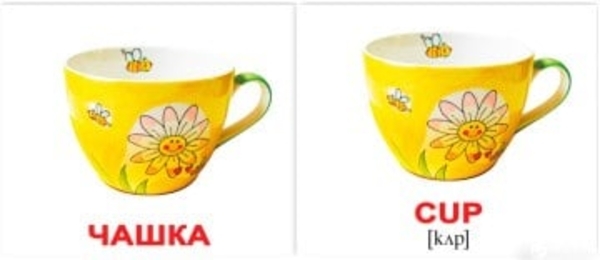 Комплект карточек "Посуда/Kitchenware", Мини 20, (укр/англ) Вундеркинд с пелёнок, укр/англ - Pampik