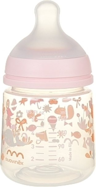 Бутылочка "Истории малышей", 150 мл, физиологическая соска, медленный поток, розовая Suavinex - Pampik - 2