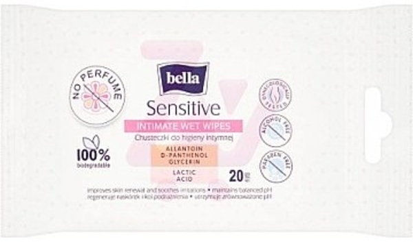 Салфетки для интимной гигиены Sensitive, 20шт Bella - Pampik