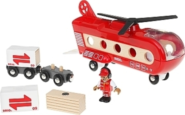 Грузовой вертолет с вагонами, 8 элементов Brio - Pampik