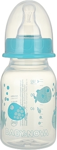 Бутылочка из полипропилена для кормления Baby-Nova Декор, 125 мл (3960069) - Pampik