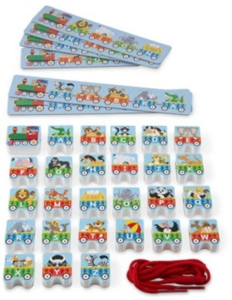 Деревянная развивающая игрушка-шнуровка "Поезд-алфавит" Melissa&Doug - Pampik - 3