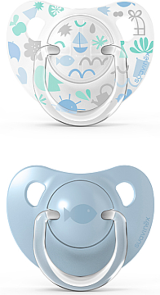 Пустышка анатомическая "Истории малышей" 0-6 мес, голубая, 2 шт Suavinex - Pampik