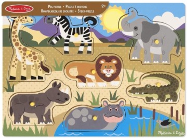 Рамка-вкладыш "Safari Peg Puzzle. Сафари", 7 элементов Melissa&Doug - Pampik