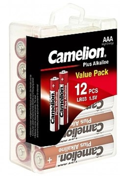 Батарейка Plus Alkaline ААА LR03, 12 шт Camelion - Pampik