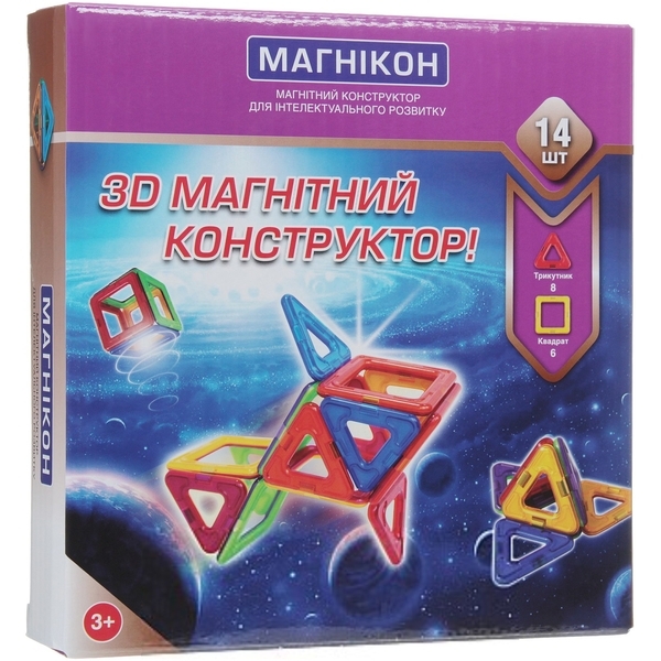 3D магнітний конструктор, 14 деталей Магнікон - Pampik - 2