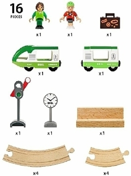 Набор ж/д с зелёным пассажирским поездом, 16 элементов Brio - Pampik - 4