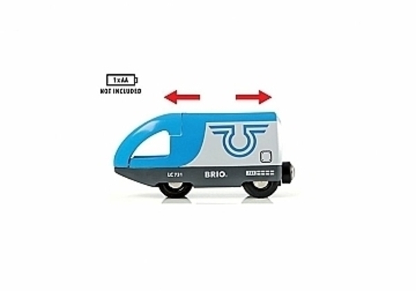 Пасажирський поїзд експрес з машиністом Brio, на батарейках, для дерев'яної залізниці, 3 елементи - Pampik - 4