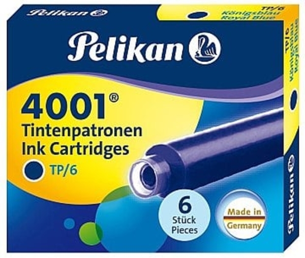 Набор стираемых чернильных картриджей 4001 TP/6 для перьевых ручек 6 шт, синие Pelikan - Pampik