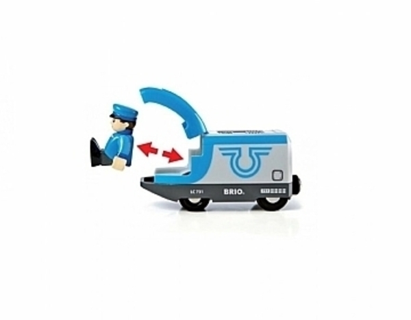 Пасажирський поїзд експрес з машиністом Brio, на батарейках, для дерев'яної залізниці, 3 елементи - Pampik - 5