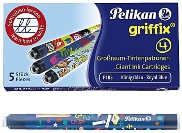 Чернильные картриджи "Griffix" 1,4мл увеличенные синие стираемые, 5шт Pelikan - Pampik