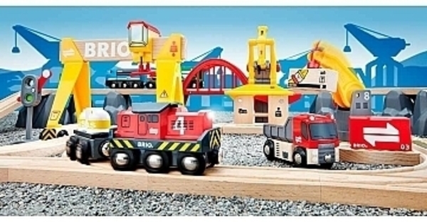 Детская железная дорога с мостовым краном Deluxe, 54 элемента Brio - Pampik - 8