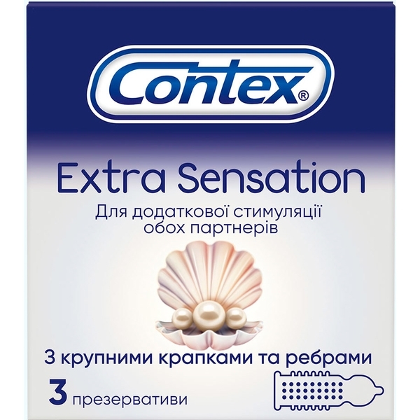Презервативи латексні з силіконовою змазкою Contex Extra Sensation, з великими точками та ребрами, 3 шт. - Pampik - 7