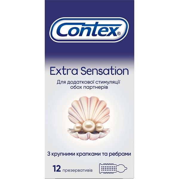Презервативи латексні з силіконовою змазкою Contex Extra Sensation, з великими точками та ребрами, 12 шт. - Pampik - 7