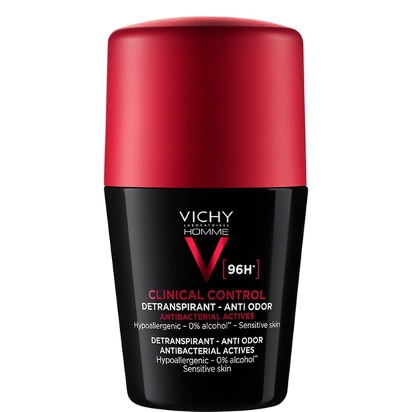 Кульковий антиперспірант для чоловіків Vichy Deo Clinical Control, 96 годин захисту проти надмірного потовиділення та запаху, 50 мл - Pampik