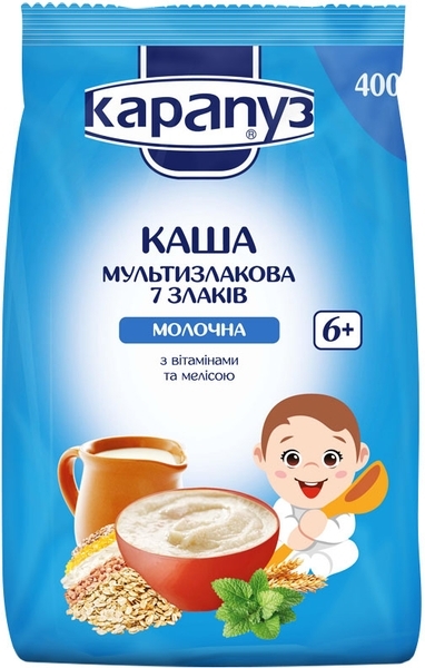 Молочна мультизлакова каша Карапуз 7 злаків з вітамінами і мелісою, 400 г - Pampik - 2