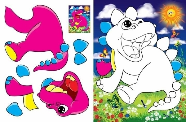 Подарунок. Аплікації + розмальовки. Веселі динозаврики (371-8) - Pampik - 3