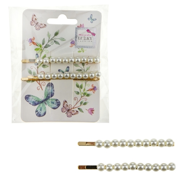 Заколки для волос Lukky, белый, 2 шт. (T19586) - Pampik - 2