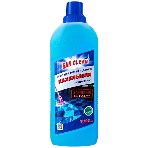 Средство для мытья пола San Clean для кафеля и плитки, 1 л - Pampik
