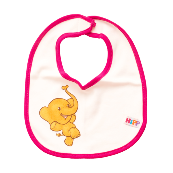 Слюнявчик HiPP Слоненя, бавовна, 33х23 см, рожевий (48037R) - Pampik