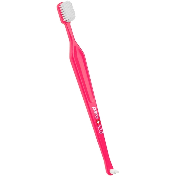 Зубна щітка Paro Swiss S39 з монопучковою насадкою, м'яка, рожевий - Pampik