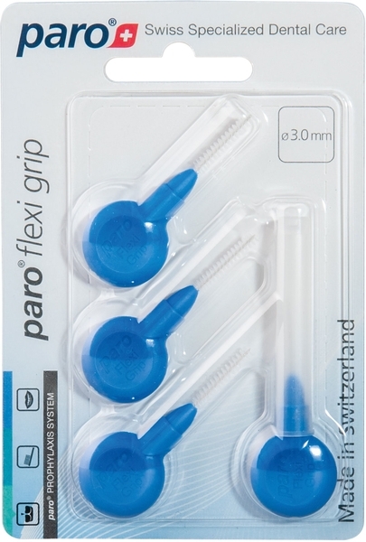 Межзубные ершики Paro Swiss Flexi Grip, x-тонкий, цилиндричный, 3 мм, синий, 4 шт. - Pampik - 2