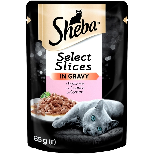 Влажный корм Sheba Selection in Sauce, для кошек с лососем в соусе, 85 г - Pampik