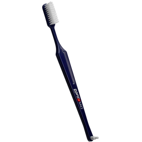 Зубна щітка Paro Swiss M43, з монопучковою насадкою, середня жорсткість, синій - Pampik