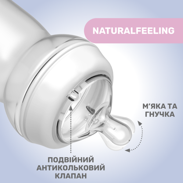 Пляшечка для годування Chicco Natural Feeling Color, 330 мл, 6+, блакитний (81335.20) - Pampik - 4