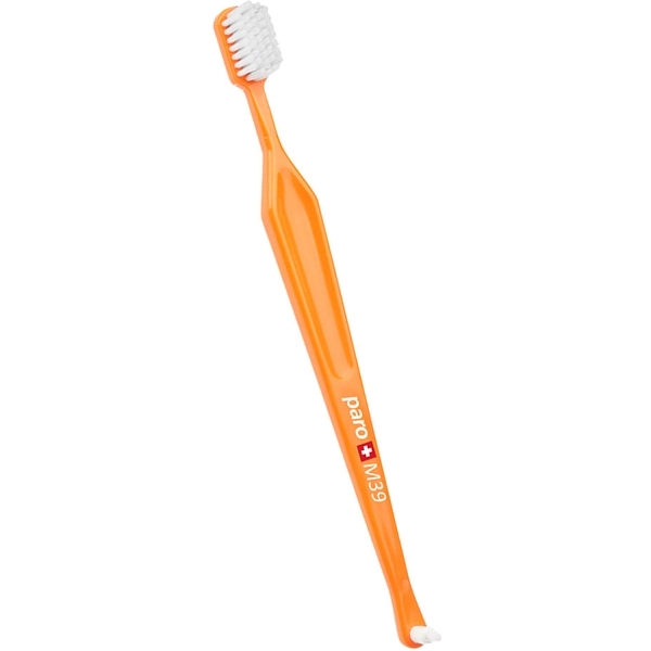 Зубна щітка Paro Swiss M39, з монопучковою насадкою, середня жорсткість, помаранчевий - Pampik