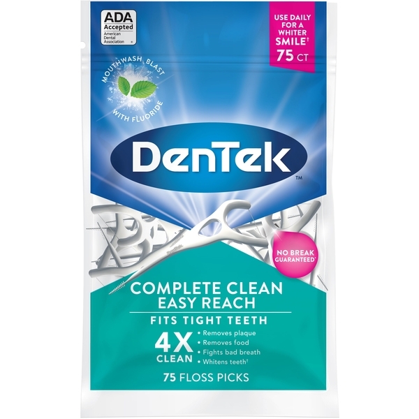 Флос-зубочистки DenTek Комплексне очищення Задні зуби, 75 шт. - Pampik
