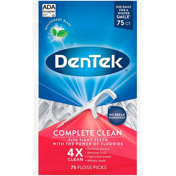 Флосс-зубочистки DenTek Комплексне очищение, 75 шт. - Pampik